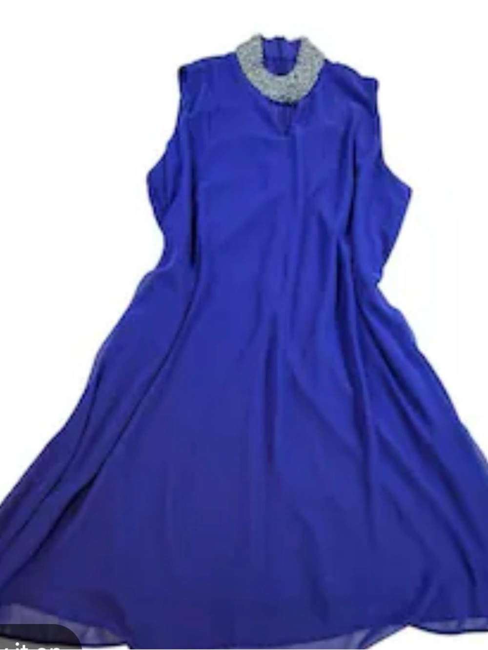 Sleeveless Maxi Dress with Embellished Collar in Royal Blue